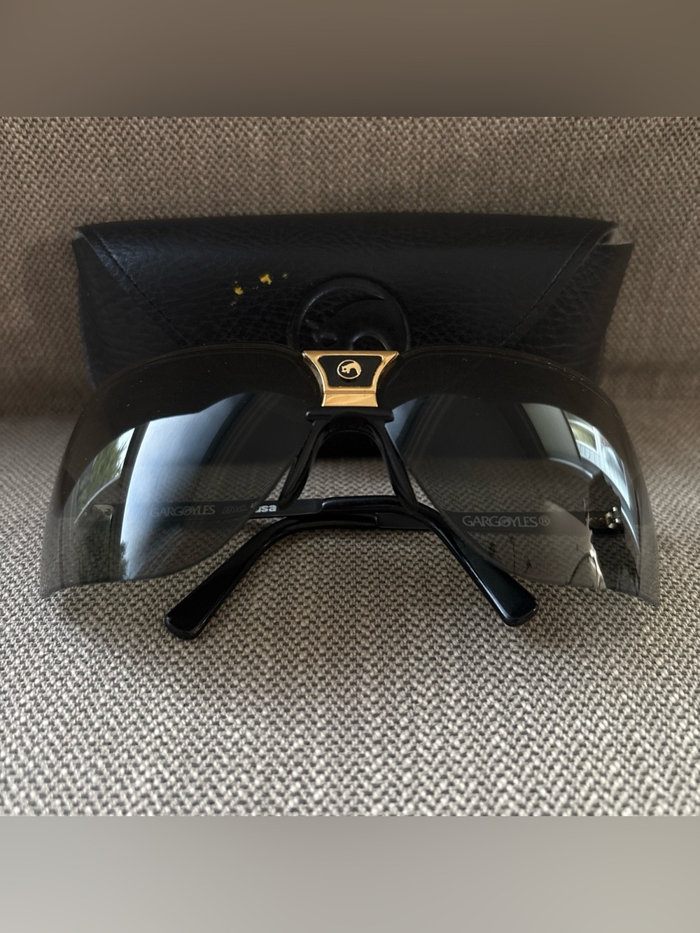 Vintage Authentic Gargoyles Sunglasses Black/Gold RARE